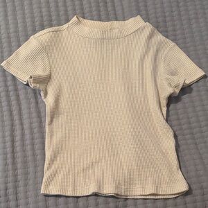 Textured Short Sleeve Tee in Cream